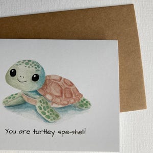 Carte de voeux aquarelle, Saint-Valentin, juste parce que/je pense à vous, vous êtes un coquillage tortueux, amitié, jeu de mots drôle, anniversaire, amour