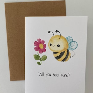 Carte de voeux aquarelle, Saint-Valentin, Juste parce que, Je pense à vous, Veux-tu m'abeiller, Amitié, Jeu de mots drôle, Anniversaire, amour