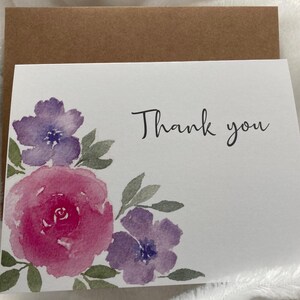 Fleurs peintes à la main Carte de voeux, Carte d'encouragement, Carte d'aquarelle, Carte juste parce que, Carte de remerciement, Carte de visite vierge, Rose