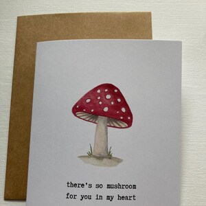 Carte de voeux aquarelle, Saint-Valentin, Je pense à vous, il y a tellement de champignons pour vous dans mon coeur, Amitié, Jeu de mots drôle, Anniversaire, amour