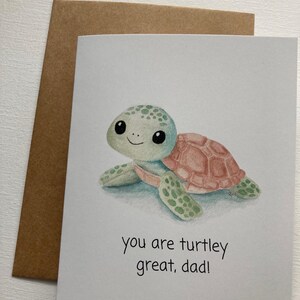 Carte de voeux aquarelle peinte à la main pour la fête des pères, pour papa, bonne fête des pères, jolie carte de jeu de mots drôle, vous êtes un super papa tortueux !