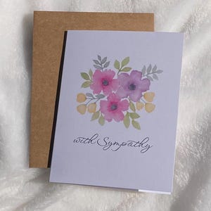 Impression de carte de voeux peinte à la main, carte de sympathie, carte aquarelle, carte de fleurs, carte de remerciement, carte de visite vierge, condoléances