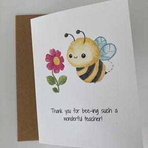 Carte de voeux d'appréciation aquarelle peinte à la main, jeu de mots drôle mignon, merci d'avoir été un professeur si merveilleux, école, merci
