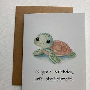 Aquarelle peinte à la main, carte de voeux d'anniversaire, encouragement, juste parce que, amitié, animal drôle/calembours, tortue mignonne, abattons des carapaces