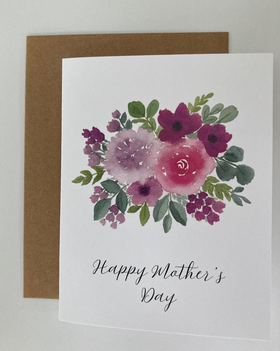 Hand Painted Watercolor Mother's Day Greeting Card, for Mom, Happy ...