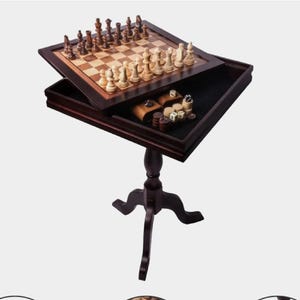 Holz Schach Brettspieltisch, 3-in-1-Schach Dame Backgammon Bretttisch mit Schubladen