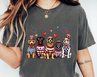 Camiseta patriótica para perros, camiseta con la bandera de EE. UU. para cachorros, Día de la Independencia en rojo, blanco y azul