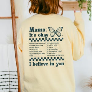 Comfort Colors® Mama It&#39;s Okay Shirt, Encouraging Mom Shirt, Inspirational Mother&#39;s Day Tee, Mental Health Mom T-shirt, Front-Back Mom Shirt