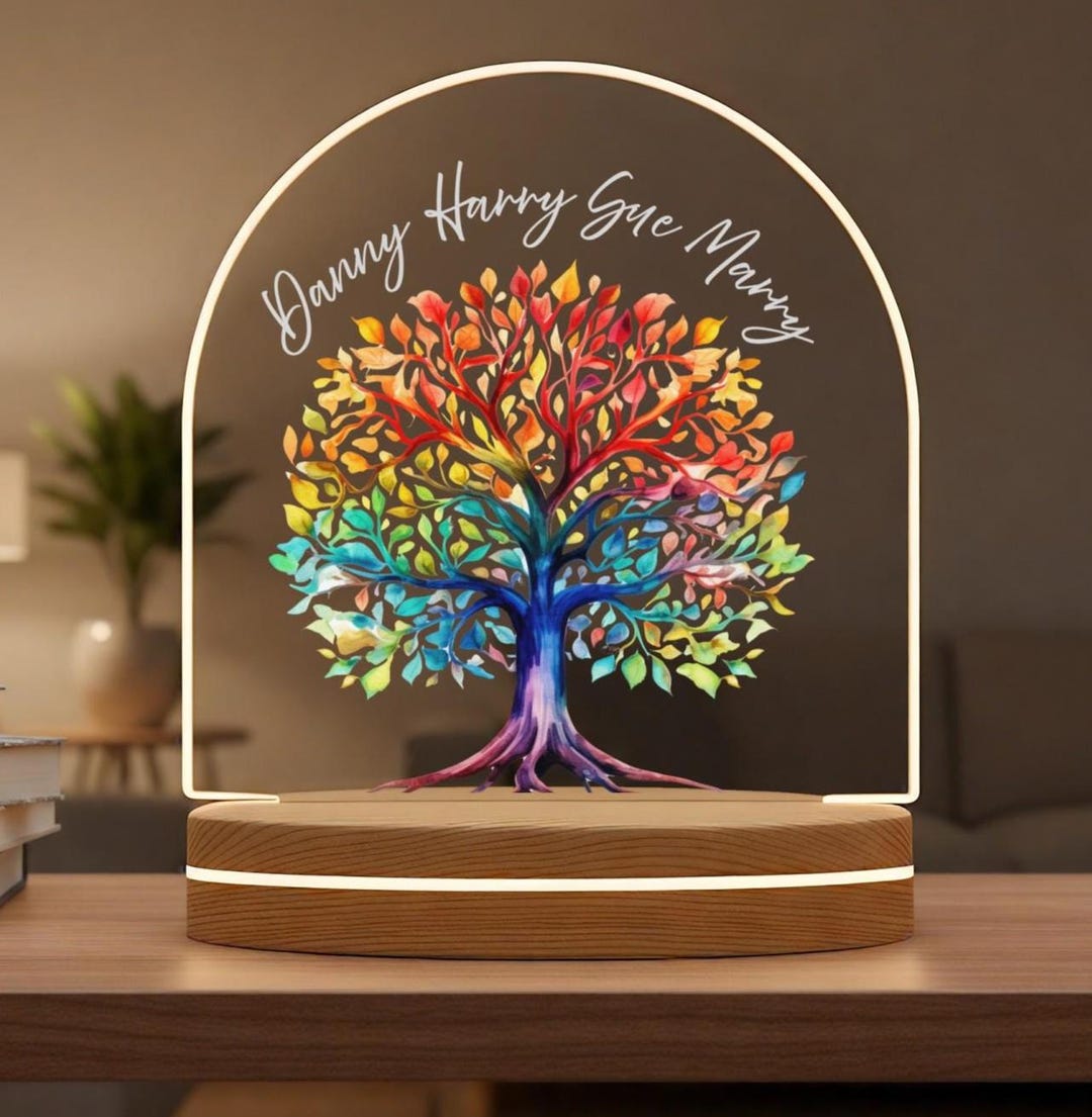 Personalized Family Tree LED Night Light, Custom Names Tree of Life ...