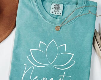 Namaste T-Shirt, Lotus Flower Yoga Pullover, Meditation Sweater, Mindfulness Gift, Boho Long Sleeve Namaste Shirt