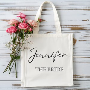 Personalized Wedding Tote Bag, Custom Name Bridal Party Gift, Bridesmaid Proposal Bag, The Bride Tote, Wedding Party Favor, Bachelorette Bag