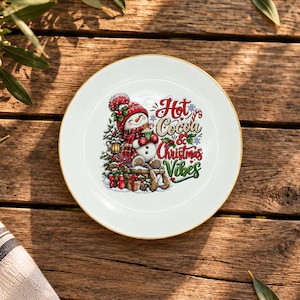 Vassoio portagioie a forma di pupazzo di neve per cioccolata calda, portagioie con atmosfera natalizia, portaanelli in ceramica con bordo dorato, grazioso organizer per le vacanze invernali, regalo di Natale datato