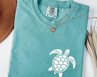 Custom Sea Turtle Shirt Minimalist Turtle Graphic Tee Ocean Lover Gift Beach Vibes Shirt Boho Coastal T-Shirt Sea Life