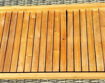 French Vintage Teak Serving Tray – Sturdy Wood Home Decor, Entertaining Tray
