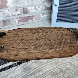 Beautifully Decorated French Bread Cutting Board with Antique Horn Handles