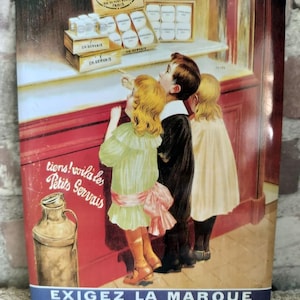 Plaque publicitaire en métal vintage French Cheese - Ch Gervais