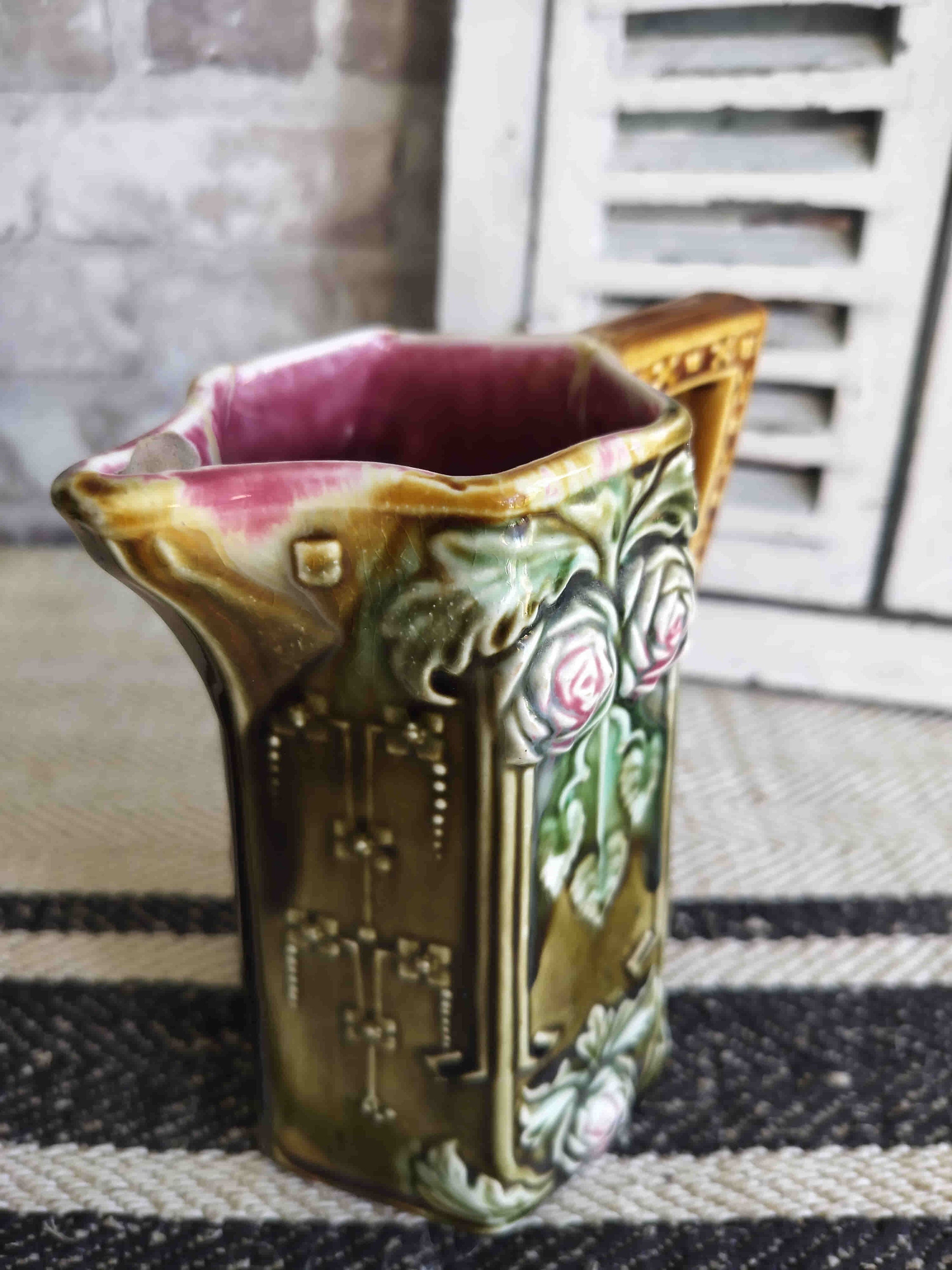 Stunning Antique French Frie Onnaing Majolica Art Nouveau