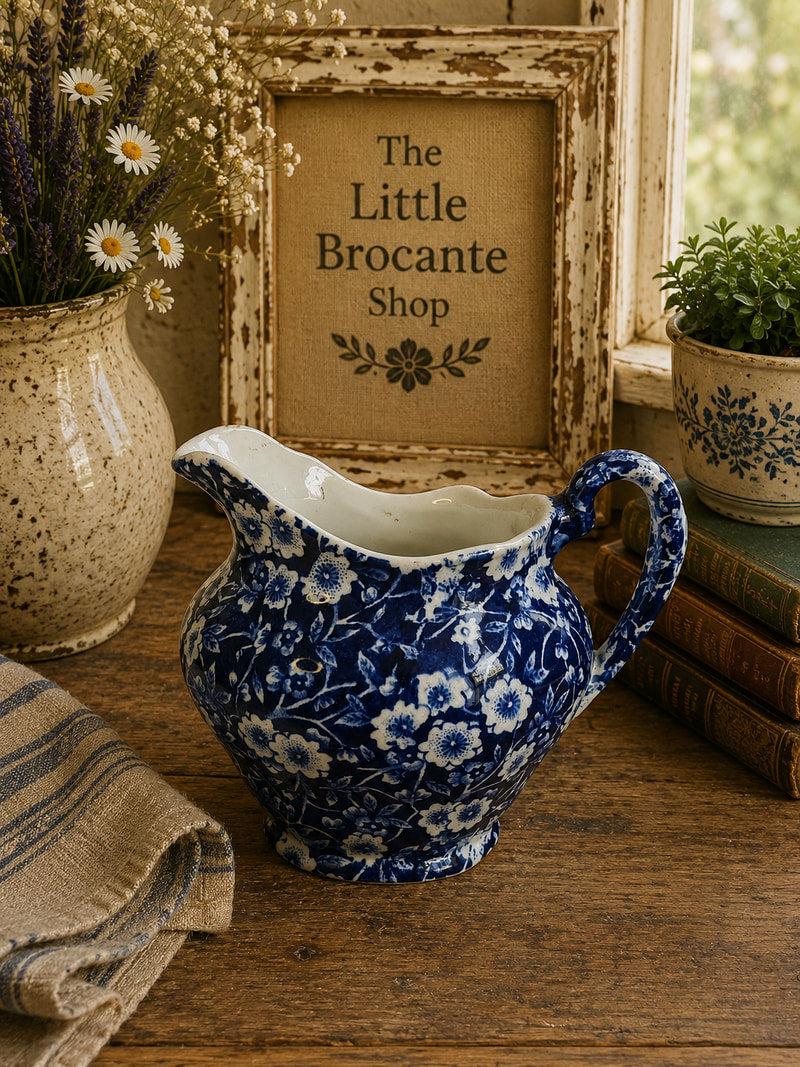 Staffordshire Blue White Pottery Jug - Etsy