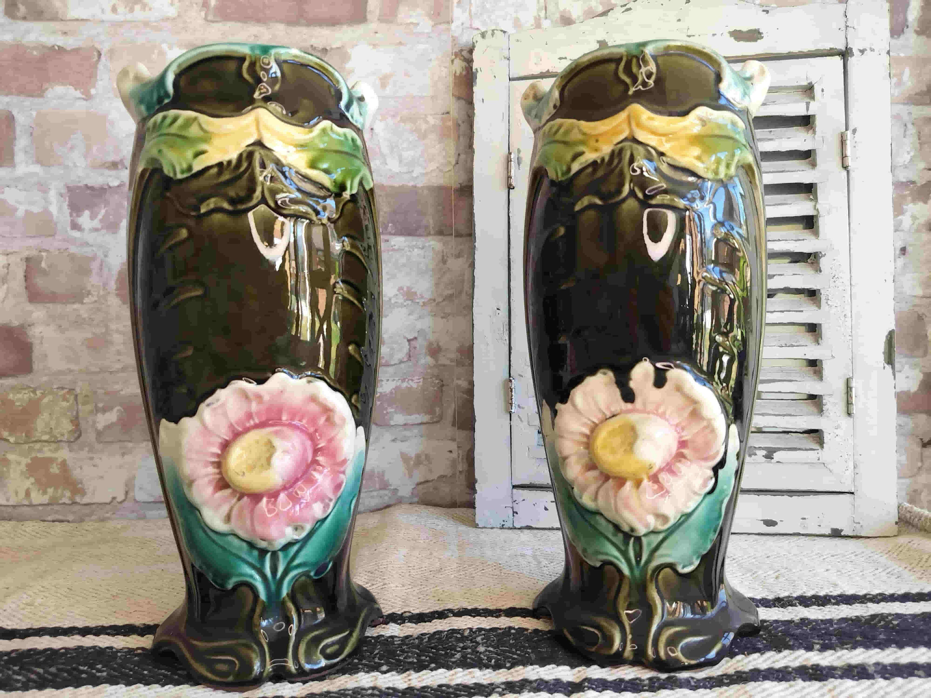 Vase barbotine art nouveau - Etsy 日本
