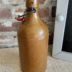 Vintage Glazed French Stoneware Bottle with Lid - Excellent Condition & Fully Functional