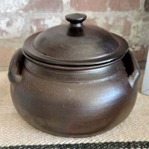 Vintage French Earthenware Casserole Pot with Lid – Jean Dubost Signature, Heavy Glazed Collectible