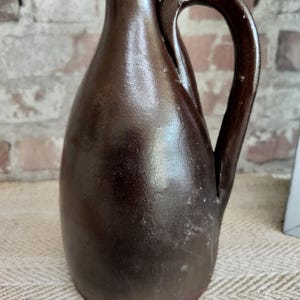 French Glazed Stoneware Jug / Pitcher / Vase from 1960s - Signed Vintage Collectible Rustic Decor