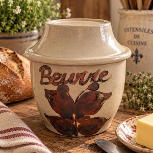 Vintage Franse Grès de l'Arnon Boterhouder uit de jaren 70 – Beurre Steengoed Botervloot