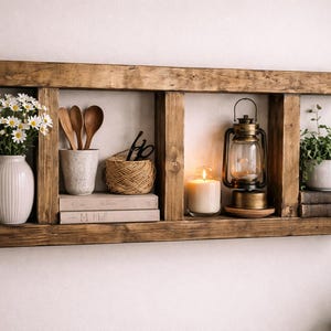 Handmade Solid Wood Ladder Shelf | Rustic Farmhouse Display, Kitchen Storage, Brocante Decor