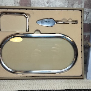 French Silver Plated Foie Gras Serving Set with Glass Plate & Cutting Wire in Original Box - Perfect for Pâté or Cheese