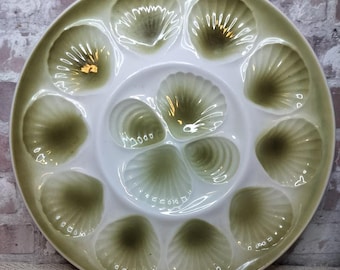 Rare Vintage French Majolica Oyster Serving Platter from c1950 - Moulin de loups, Orchies, Northern France
