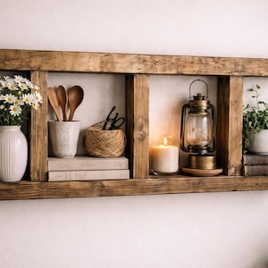 Reclaimed Wood Ladder Shelf | Rustic Farmhouse Display, Kitchen Storage, Brocante Decor
