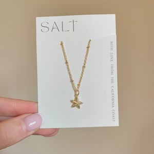 ZEESTER-BEDELKETTING | gouden kralenketting | kustsieraden | ketting met zeesterren | ketting met zeester | sierlijke ketting | hangende ketting: