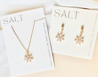 Crystal Flower Jewelry Set for Bridesmaids | dainty necklace and earring set | cubic zirconia floral necklace & earrings | bridesmaid gifts