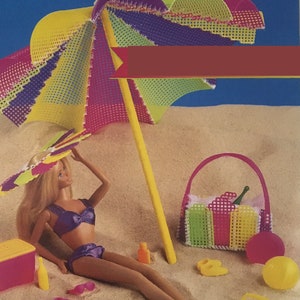 Beach Accessories PDF PATTERN, Umbrella, Beach Bag, Hat, Fashion Doll Accessories
