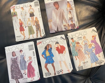 SEWING PATTERN LOT, 5 for 10 Dollars, Misses Sizes 6 to 14, Pieces Cut