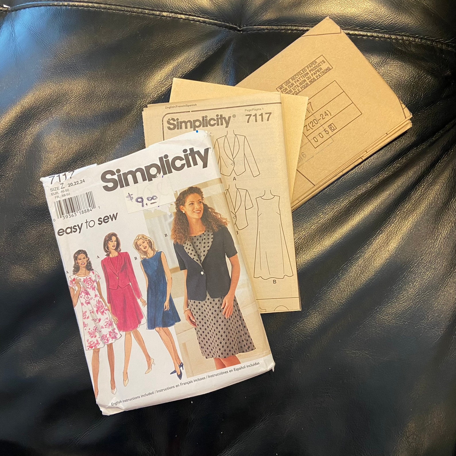 SIMPLICITY 7117 Sewing Pattern Misses Jacket and Dress Sizes 20 22 24
