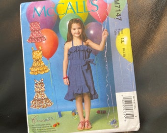 McCall's M7147 Sewing Pattern, Girls' Dresses and Belt, Sizes 6 7 8, UNCUT