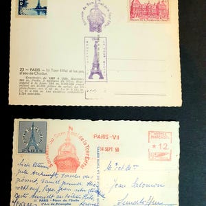 Rare: two souvenir postcards from the top of the Eiffel Tower
