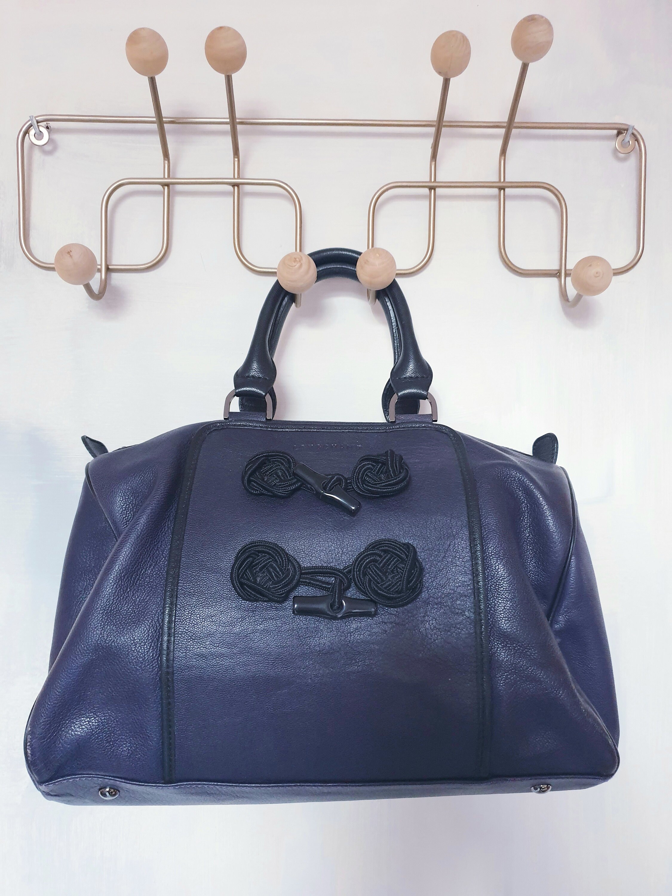 Longchamp Bowling Bag in Goatskin Leather. Limited Edition. Hand Carried. Very Beautiful Dark Purple Color Trimmed With Black. Etsy Canada