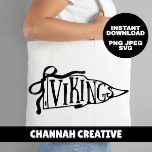 Vikings Pennant SVG PNG JPEG Viking Mascot Cut File Vikings Shirt Graphic Bow Pennant School Spirit Back to School First Day of School