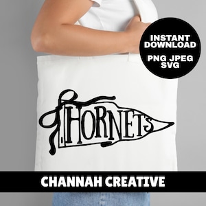 Hornets Pennant SVG PNG JPEG Hornet Mascot Cut File Hornet Shirt Graphic Bow Pennant School Spirit Back To School First Day of School