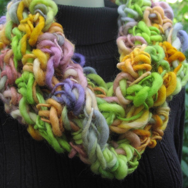 Happy Birthday Sale Mobius twist scarf, crocheted cowl, handspun art yarn