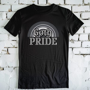 Goth Pride Shirt, black and white rainbow, goth queer t-shirt, lgbtq+ goth shirt,  alternative queer clothes, gay goth tee, allies shirt