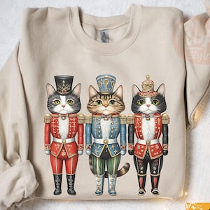 Kersttrui kat notenkraker | Feestdagen kattenliefhebber ronde hals | Festive Pet Lover Ugly Sweater Alternatief | Grappig kerstcadeau voor haar