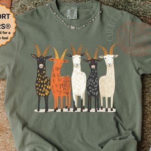 Colorful Goat Shirt for Women, Funny Farm Animal T-Shirt, Comfort Colors Tee, Rustic Country Graphic Shirt, Goat Lover Gift image 3