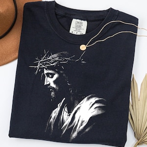 Jesus Comfort Colors Shirt, Christian Graphic Tee for Women & Men, Religious Easter Gift, Faith-Based T-Shirt, Crown of Thorns Shirt