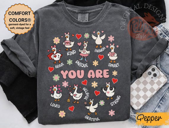 Valentine Teacher Shirt Comfort Colors®, You Are Affirmations Goose Tee, Cute Teaching Valentine Outfit, Positive Classroom Shirt Gift