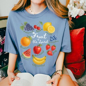 Christian Fruit of the Spirit Tee, Watercolor Fruit Shirt, Bible-Inspired Faith T-shirt, Galatians 5:22, Inspirational Christian Apparel