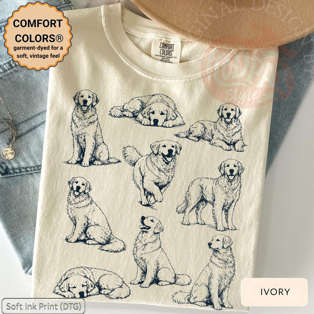 Golden Retriever Shirt, Dog Lover Tee, Vintage Dog Graphic T-shirt ...