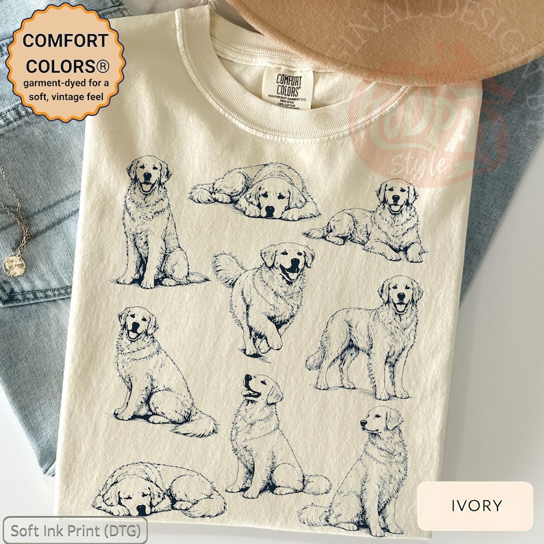 Golden Retriever Shirt, Dog Lover Tee, Vintage Dog Graphic T-shirt ...